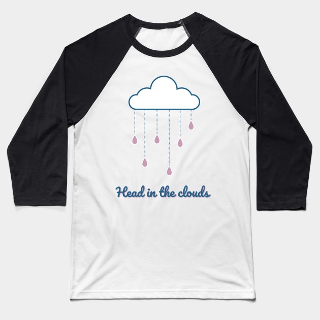 Head in the clouds baby blue cute cloud rain hearts Baseball T-Shirt by From Mars